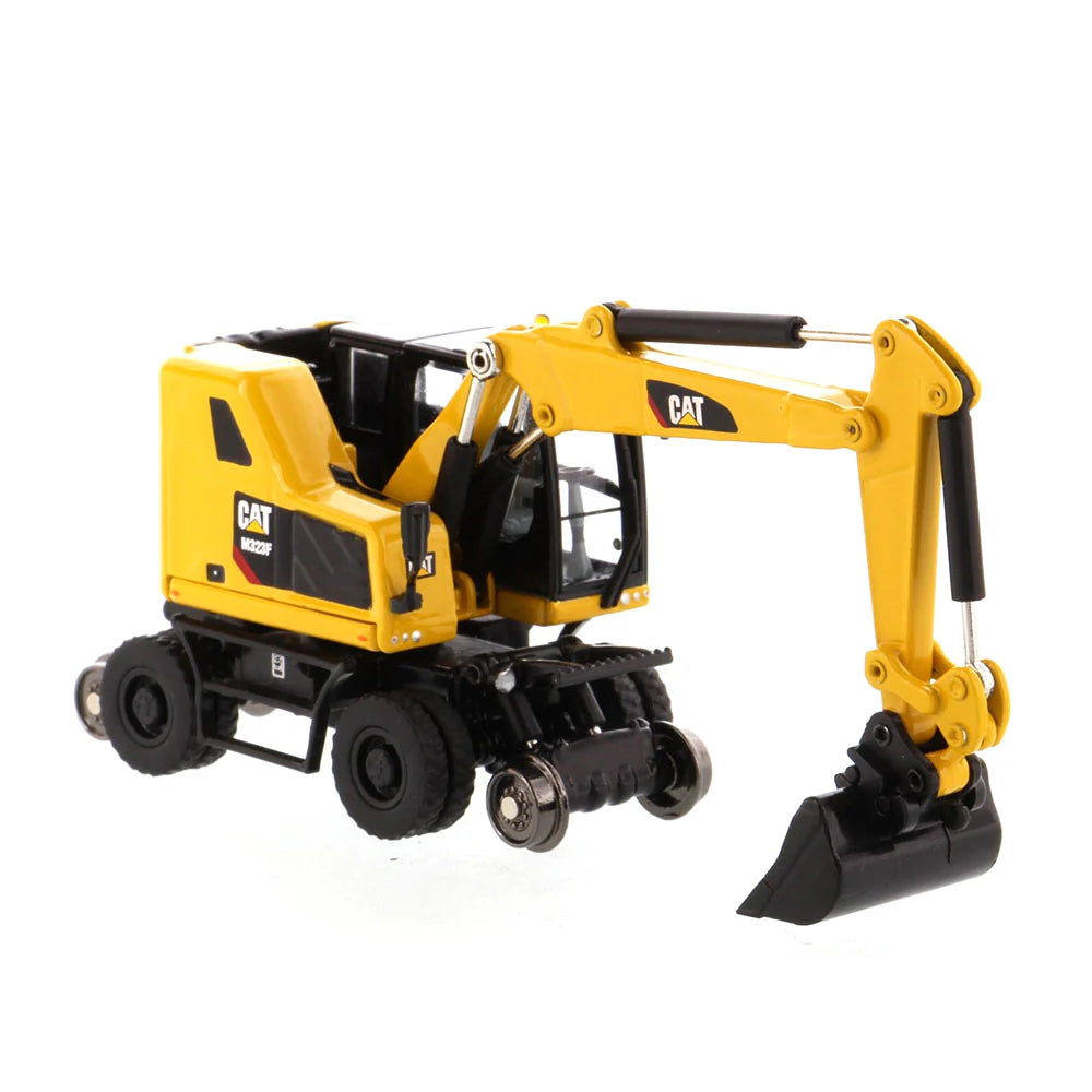 85612 - Cat M323F Railroad Wheeled Excavator Safety Yellow 1:87