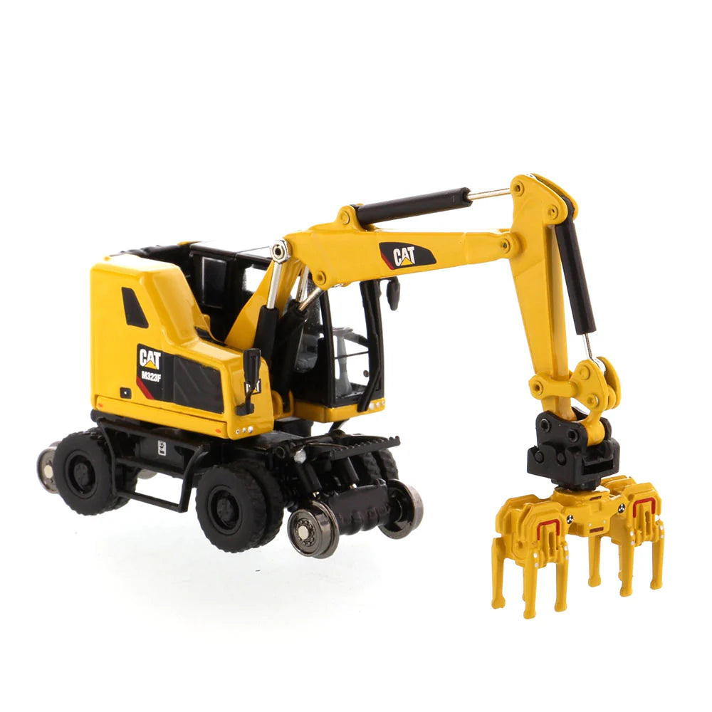 85612 - Cat M323F Railroad Wheeled Excavator Safety Yellow 1:87